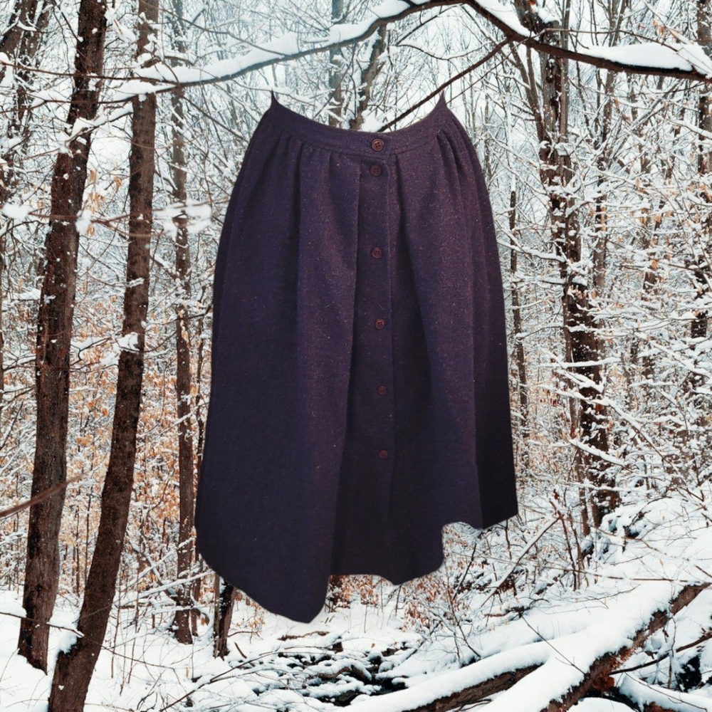 Vintage 70s Purple Button Front Skirt